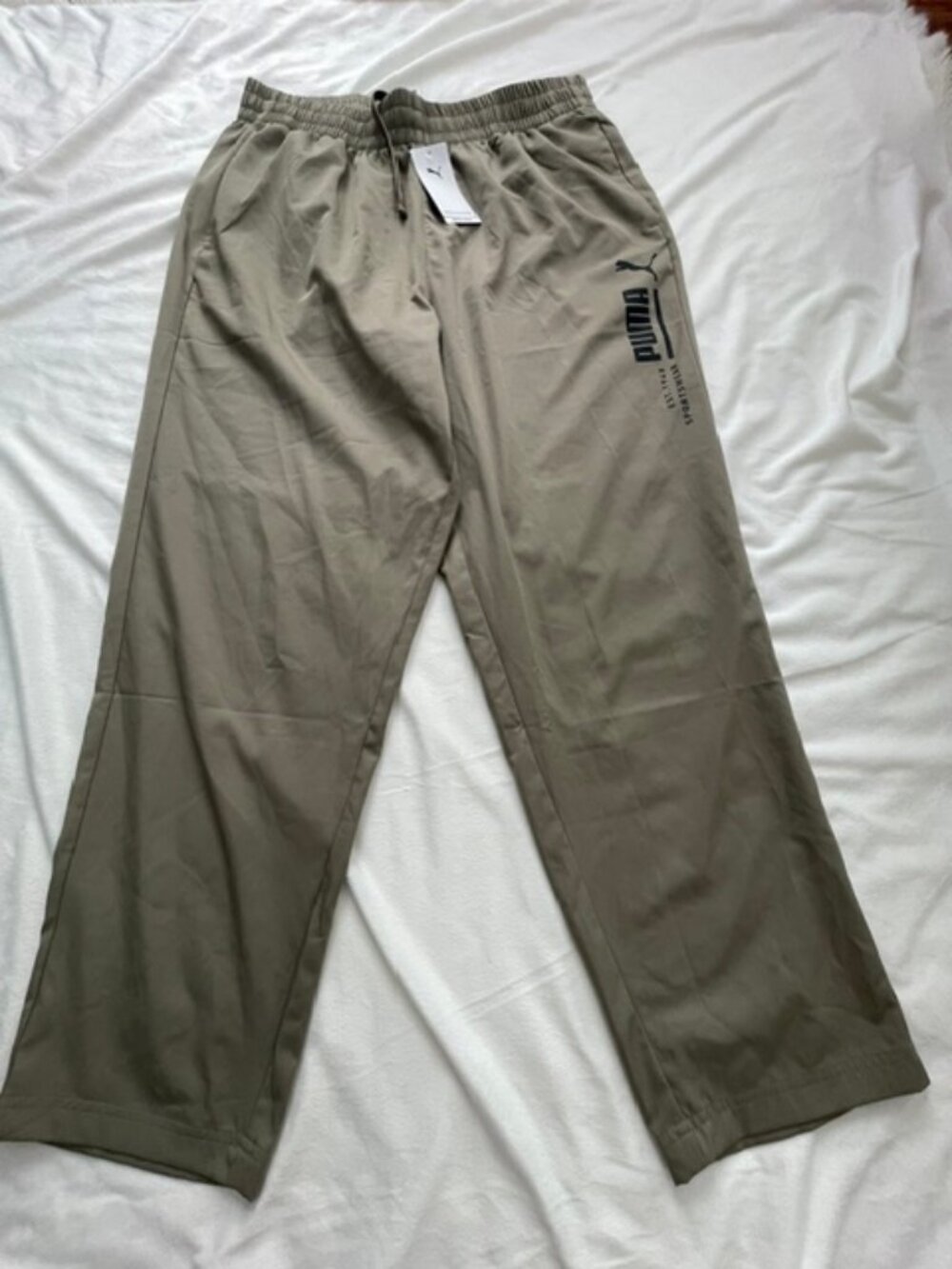 Puma Men's Ruched Drawstring Activewear Pants, Olive Green, Size XL